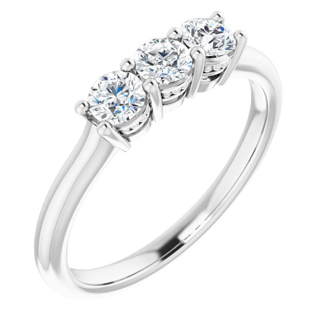 0.50 ct. Round Cut Diamond Wedding Band 3 Stone Anniversary Ring-VIRABYANI